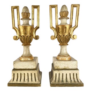 Empire Ivory and Gold Vases, 1800, Set of 2 For Sale