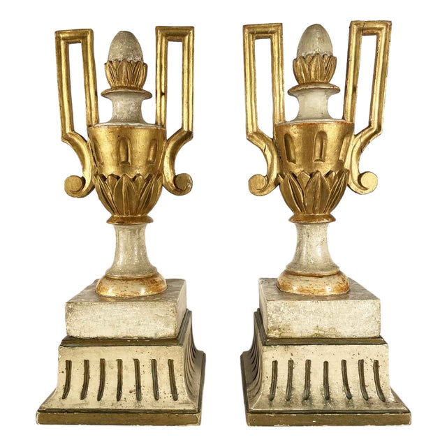 Empire Ivory and Gold Vases, 1800, Set of 2 For Sale