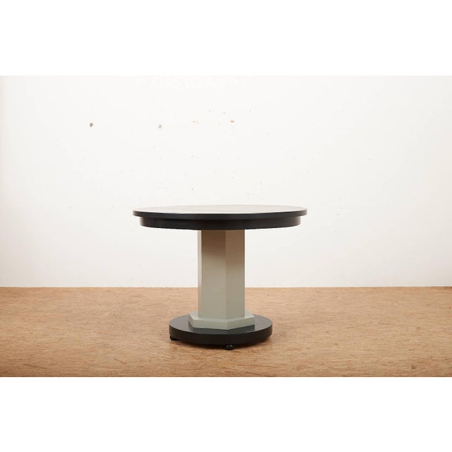 Wooden Round Table in Black Grey, 1930s For Sale - Image 12 of 12