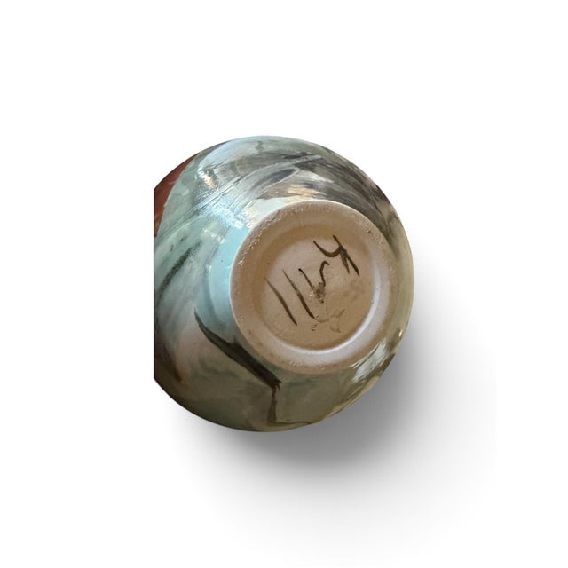 Ceramic Signed Abstract Studio Pottery Vase With Sculptural Wavy Rim For Sale - Image 7 of 7