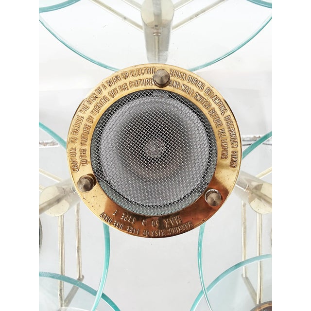 Metal Vintage Modern Brass and Glass 10-Light Chandelier With Multiple Tiers For Sale - Image 7 of 9