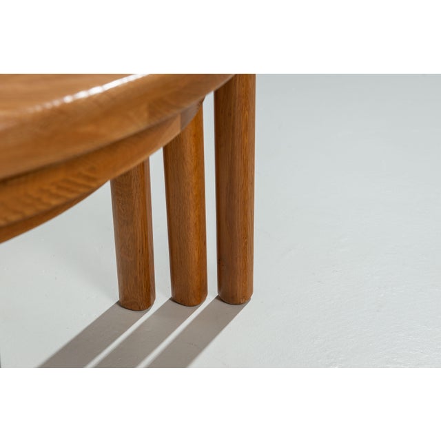 Brown Vintage Oak Nesting Tables, 1970s, Set of 3 For Sale - Image 8 of 9