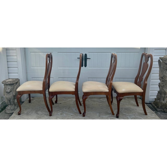 Wood Vtg. American Drew Set of Six Queen Anne Style Dining Chairs For Sale - Image 7 of 15