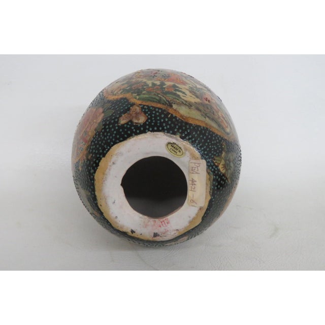 Wood Satsuma Style Hand Painted Porcelain Egg 2pc Including Wood Display Stand 5062b For Sale - Image 7 of 13