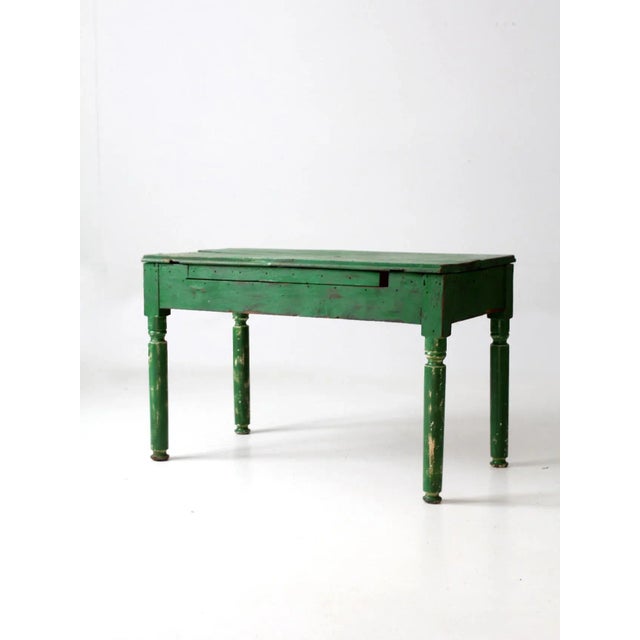 Farmhouse Antique Painted Wood Side Table For Sale - Image 3 of 13