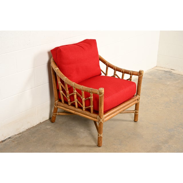 McGuire Mid-Century Hollywood Regency Bamboo Rattan Lounge Chair For Sale - Image 15 of 15