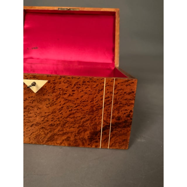 French 19th Century Burl Elm Jewelry Box With Bone Inlay, Circa 1890 For Sale - Image 4 of 12
