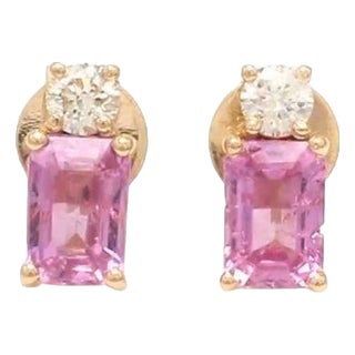 1.16 cts Natural pink sapphire & 0.21 cts diamond gold in 14k gold For Sale