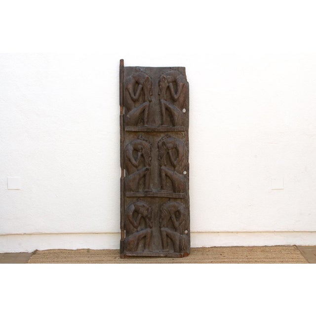Wood Rare Double Sided Carved Cosmic African Door For Sale - Image 7 of 10