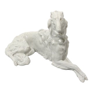 Rare Giant 1930s Augarten Wien Porcelain Borzoi For Sale