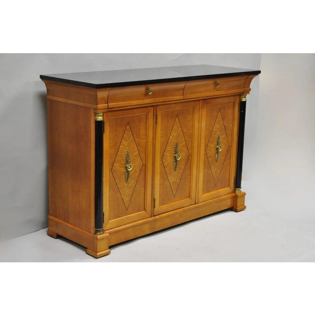 Thomasville Grand Classics Collection Empire Biedermeier Style Maple Wood & Granite Top Sideboard Credenza. Circa Late...
