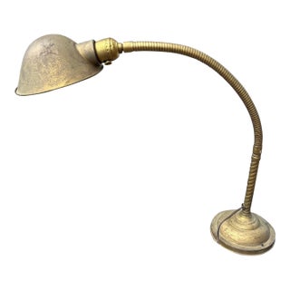 Antique Brass Gooseneck Lamp Circa 1920 For Sale