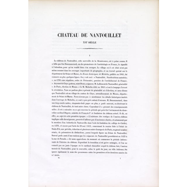 1867 Palais, Châteaux, Hôtels Et Maisons De France – Château De Nantouillet – Full Suite of 13 Original Architectural Engravings and French Text For Sale - Image 16 of 16