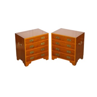 Vintage Military Campaign Yew Wood Chest of Drawers, Set of 2 For Sale
