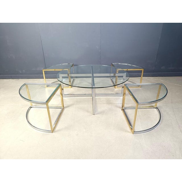 1970s Large Coffee Table Set attributed to Maison Charles, 1970s, Set of 5 For Sale - Image 5 of 13