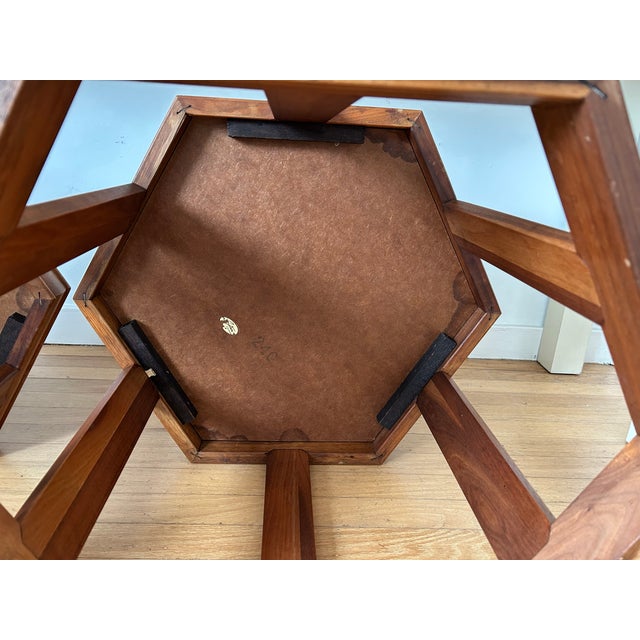 Brown Pair of Mid-Century Modern John Keal Brown Saltman “Domino” Hexagonal Side Tables For Sale - Image 8 of 9