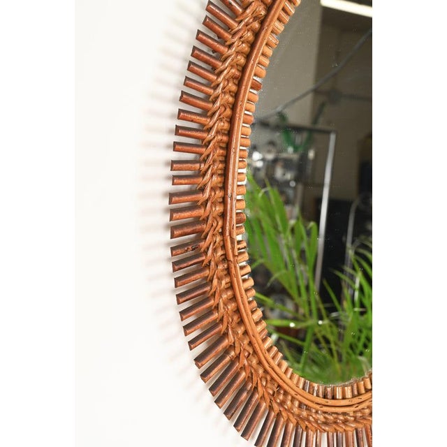 Gold Organic Oval Mirror in Bamboo, Rattan and Wicker by Franco Albini, Italy, 1960s For Sale - Image 8 of 13