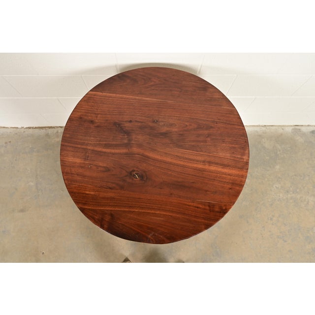Late 20th Century Early American Bench Made Sculpted Solid Walnut Pedestal Tea Table or Side Table For Sale - Image 5 of 10