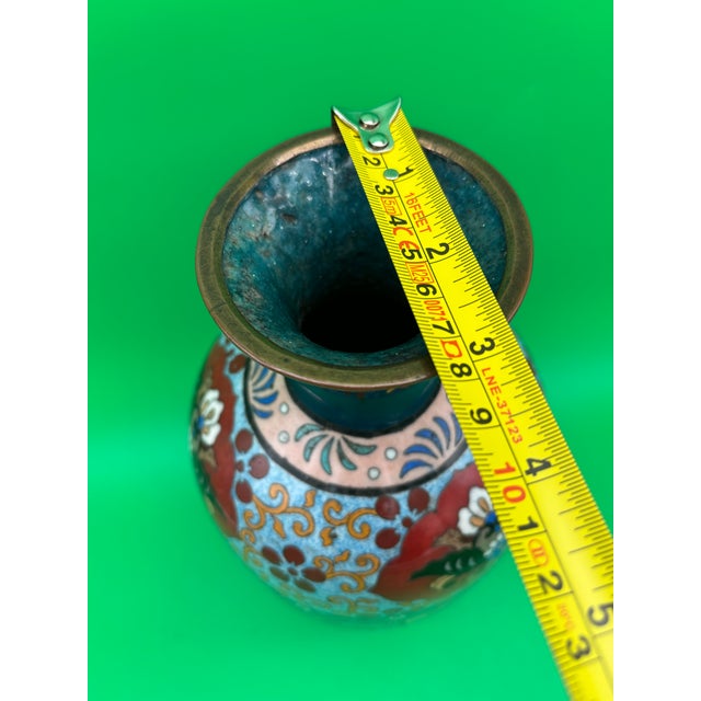 Large Antique Meiji Japanese Cloisonne Dragon Ho-O Phoenix Shield Vase 11.75” For Sale - Image 11 of 11