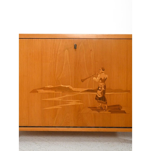 Wood Scandinavian Sideboard in Inlaid Elm, 1940s For Sale - Image 7 of 13