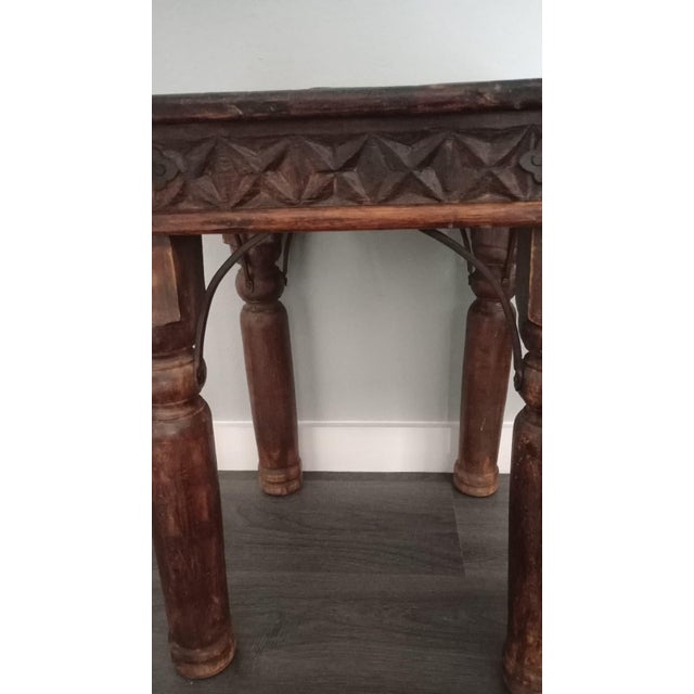 Indian Vintage Accent Thakat Wooden Side Table For Sale - Image 3 of 7