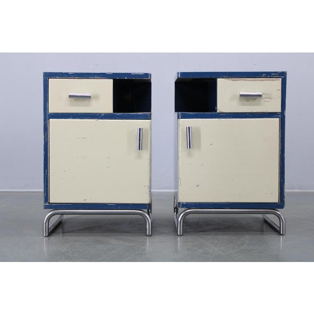 Bauhaus Bauhaus Nightstands, Czechoslovakia, 1930s, Set of 2 For Sale - Image 3 of 17