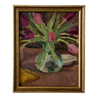 Tulips With Plate Traditional Oil Painting For Sale