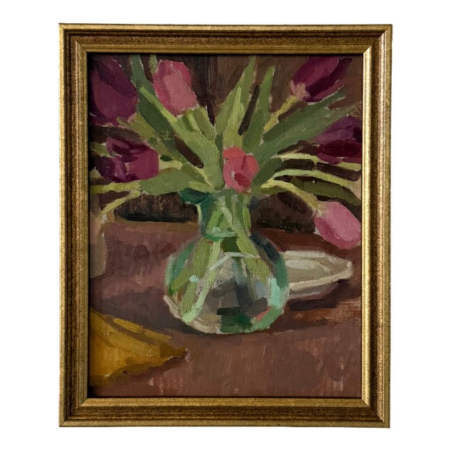 Tulips With Plate Traditional Oil Painting For Sale