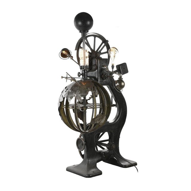 Large Map-World Sculpture, Steel Cast Iron For Sale - Image 4 of 10