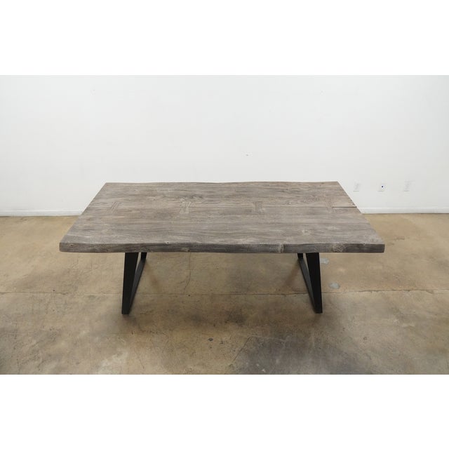 Crate & Barrel Crate & Barrel Yukon Weathered Grey Live Edge Solid Wood Dining Table For Sale - Image 4 of 11