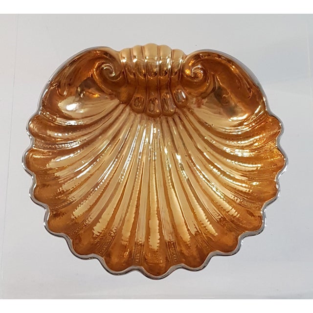 - A large San Marco ceramic gold and silver shell bowl - Gold glazed inside with a contrasting chrome outside shell -...