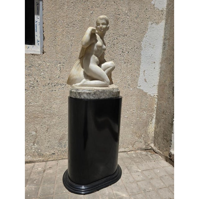 Stone Art Deco Alabaster Dancer Sculpture, 1920 For Sale - Image 7 of 16