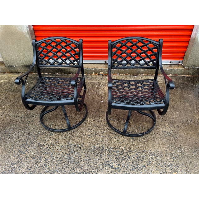 Gray Beautiful Heavy 7 Piece Hanamint Patio Set Table & 6 Swivels • For Sale - Image 8 of 10