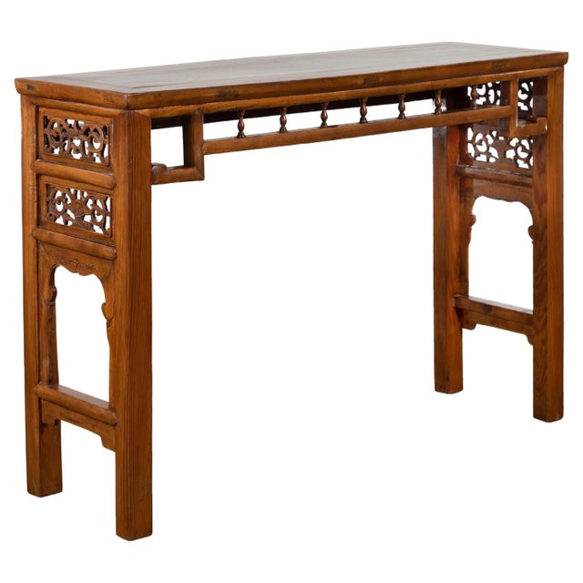 Chinese Late Qing Dynasty Altar Console Table with Foliage Carved Apron For Sale - Image 13 of 13