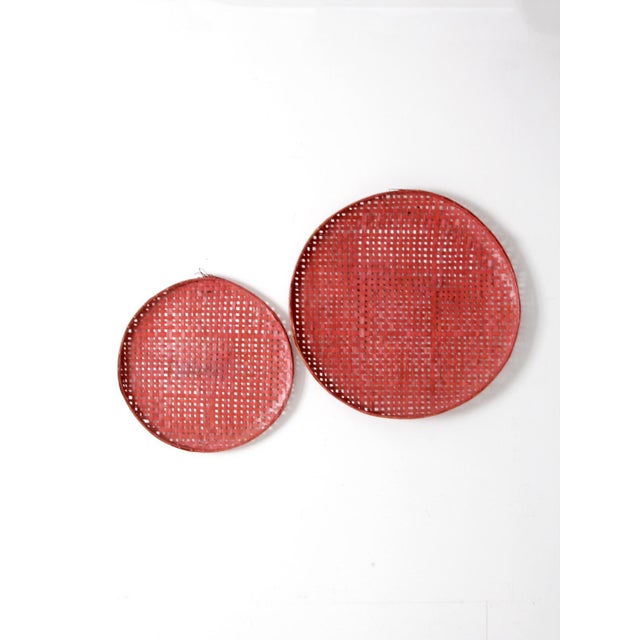 Red Vintage Painted Tobacco Baskets Pair For Sale - Image 8 of 12