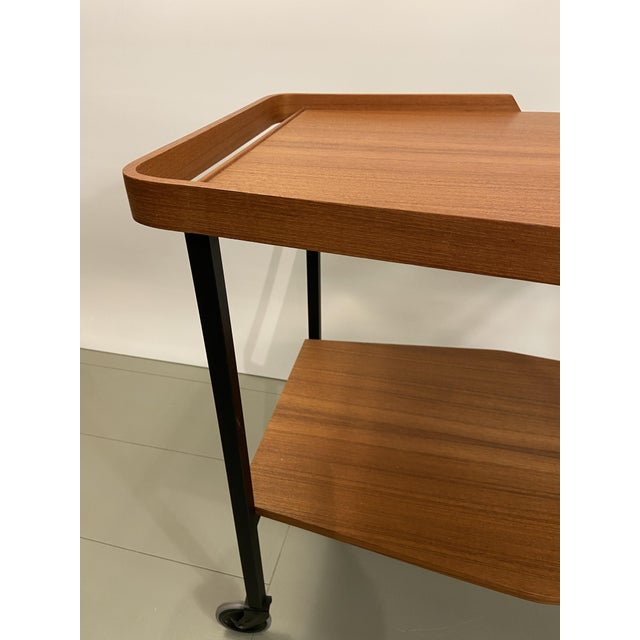 Black Scandinavian Teak Serving Trolley, 1960s For Sale - Image 8 of 12