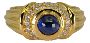Late 20th Century 18k (750) Yellow Gold, VVS-vs 0.80 Ct Natural Diamond & 0.7 Ct Sapphire, 8.9gram