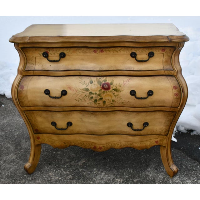 Wood Vintage Pulaski Thre Drawer Painted Bombe' Commode For Sale - Image 7 of 13