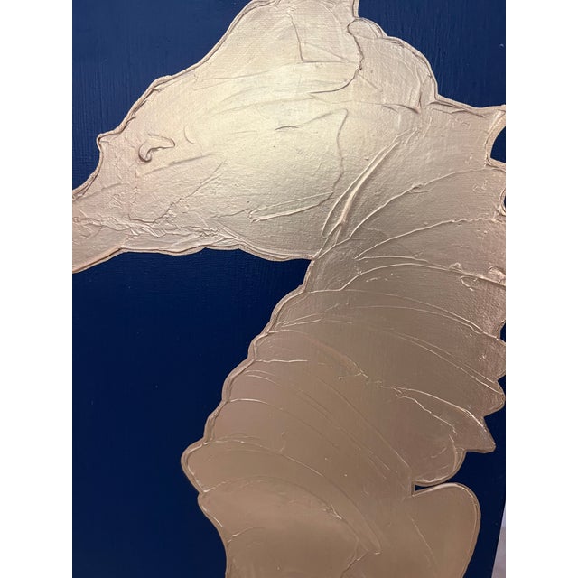 Seahorse Twin Collection - Designed by Cheryl P. Kohloff 12" x 24" Canvas Panels Color Palette: Coastal Navy Blue Finished...