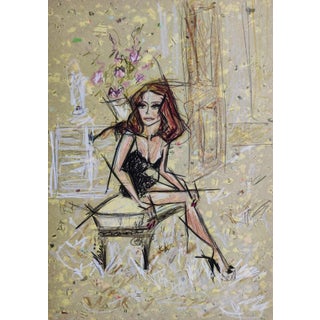 Contemporary Color Pencil Portrait of Claudia Cardinale by Shirin Godhrawala For Sale