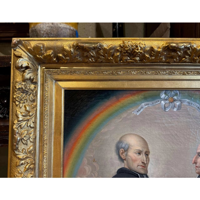 19th Century French Religious Oil Painting of Five Priests in Giltwood Frame For Sale In Dallas - Image 6 of 9