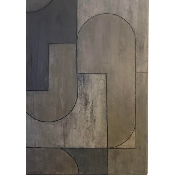 Contemporary Geometric Abstract Oil and Cold Wax Painting Neutral Tones by Stephen Cimini For Sale - Image 4 of 8