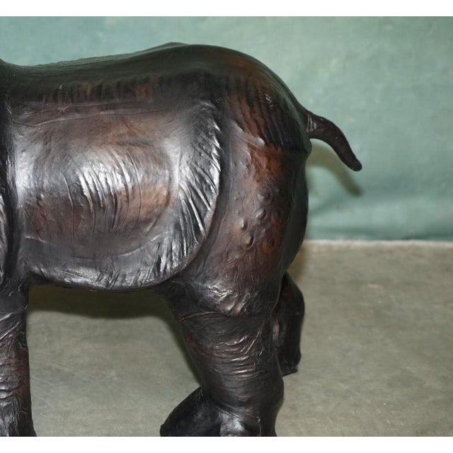 Large Antique Leather Rhino Ottoman by Dimitri Omersa for Libertys of London, 1925 For Sale - Image 14 of 18