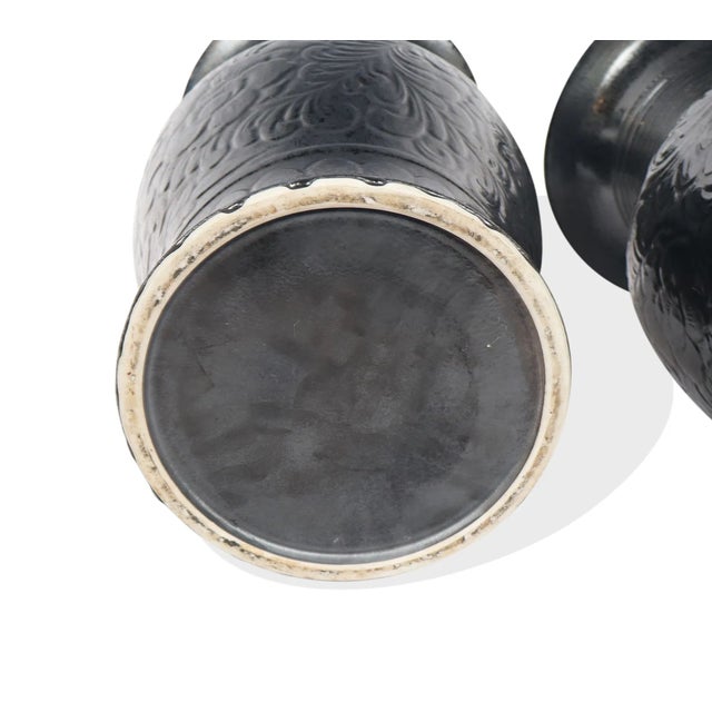 Late 20th Century Chinese Black Glazed Porcelain Dragon Vases – A Pair For Sale - Image 12 of 12