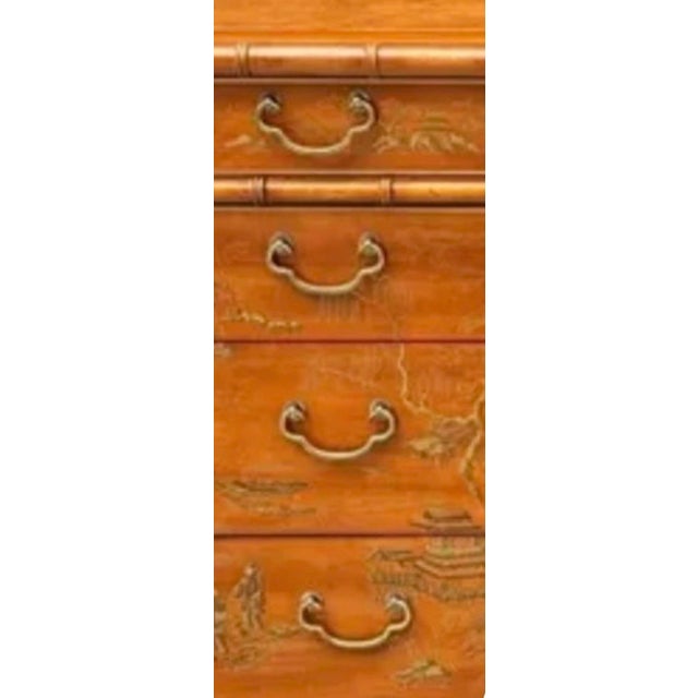 Brown Faux Bamboo Leather Top Desk For Sale - Image 8 of 11