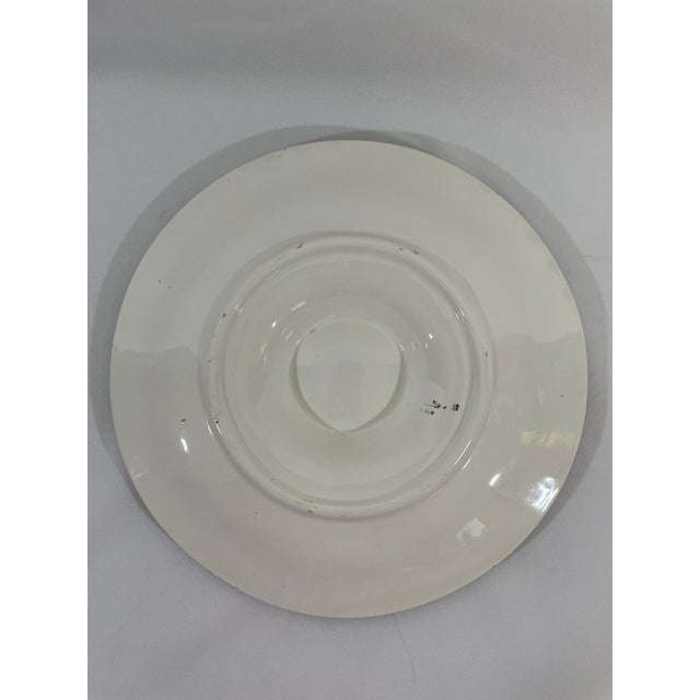 Antique 1920s French Longchamp Majolica Green and White Oyster Plate For Sale - Image 10 of 13