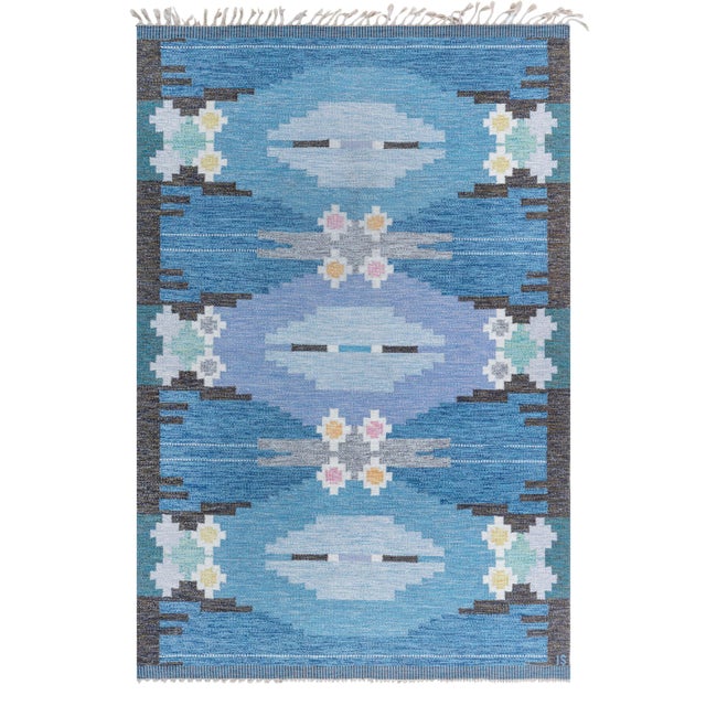 Doris Leslie Blau Swedish Mid-Century Gray Flatweave Carpet By Ingegerd Silow For Sale