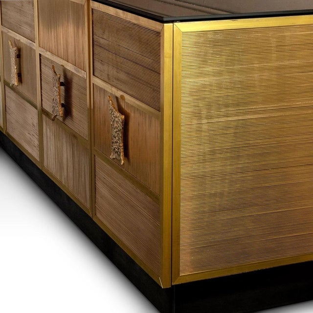 Wires Brass Credenza with Fumé Glass Top by Flair Firenze, 2000 For Sale - Image 4 of 7