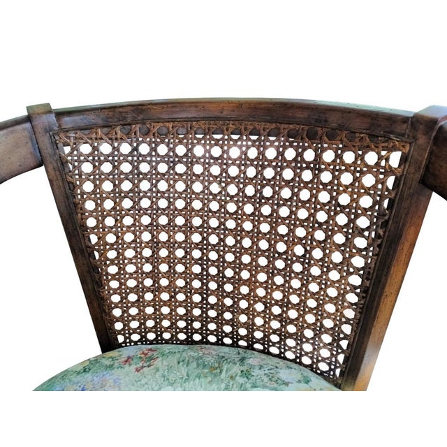 Vintage Traditional Cane Barrel Back Accent Armchair For Sale In Buffalo - Image 6 of 12