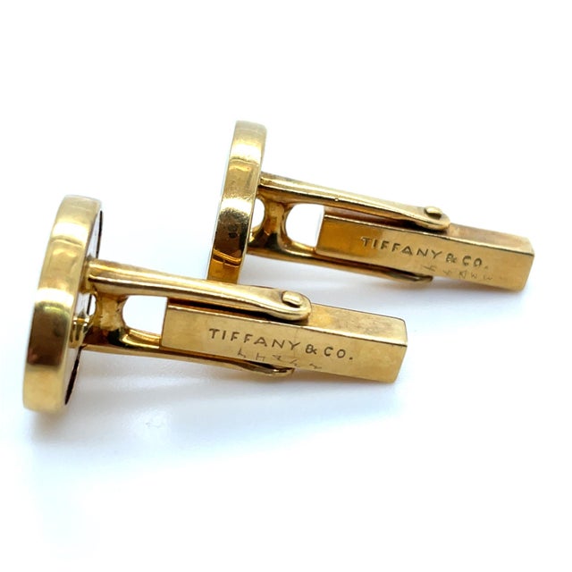 Mid-Century Modern Tiffany & Co. Vintage 18k Yellow Gold and Onyx Cufflinks For Sale - Image 3 of 6